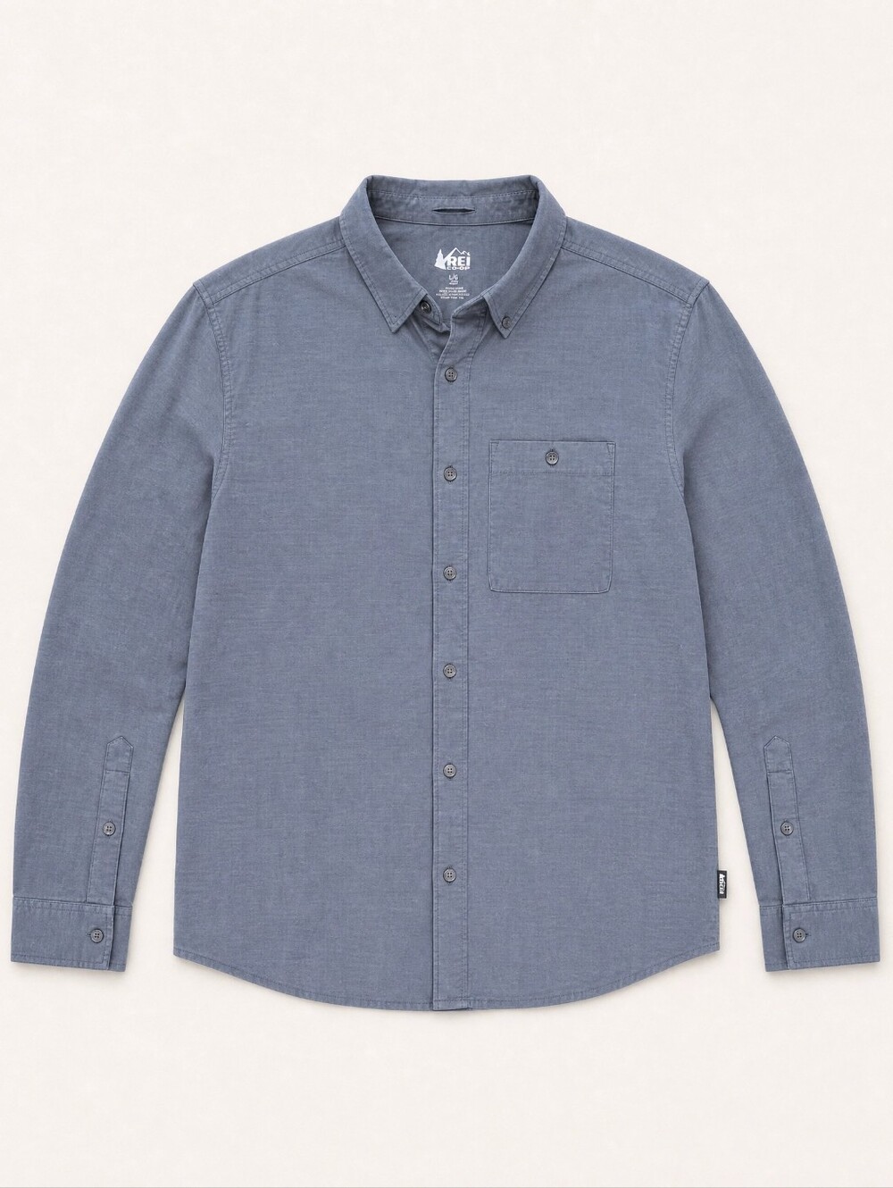 REI Slate Gray Long-Sleeve Casual Button-Down Shirt